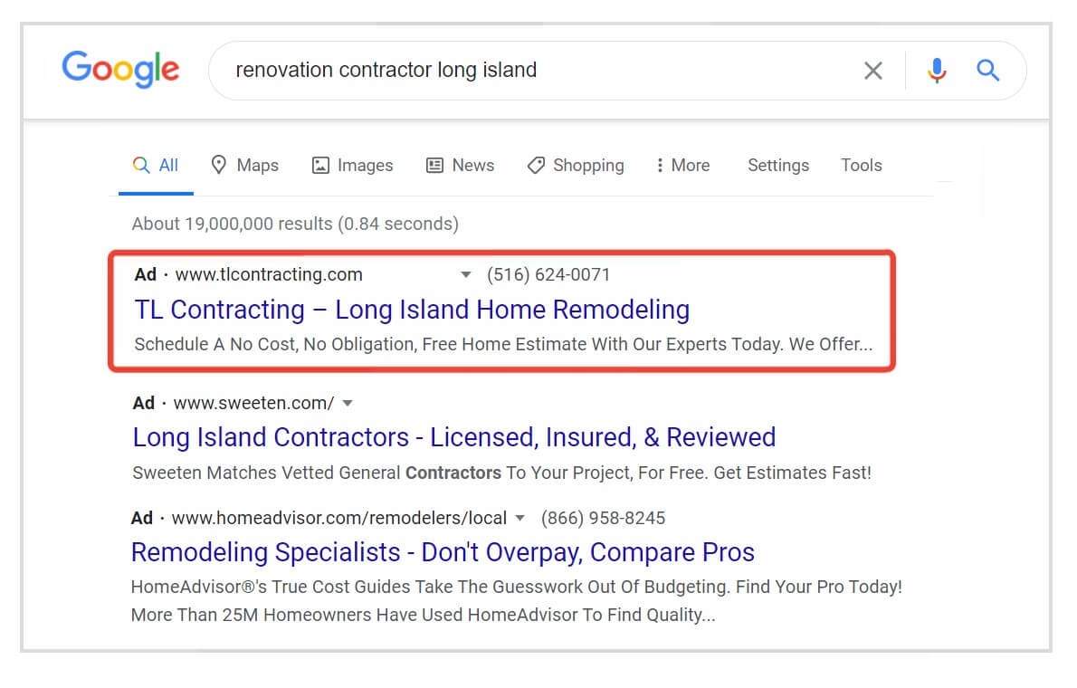 contractor using google adwords